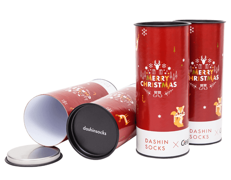 Good Quality Socks Packaging Cylinder Christmas Gift Box